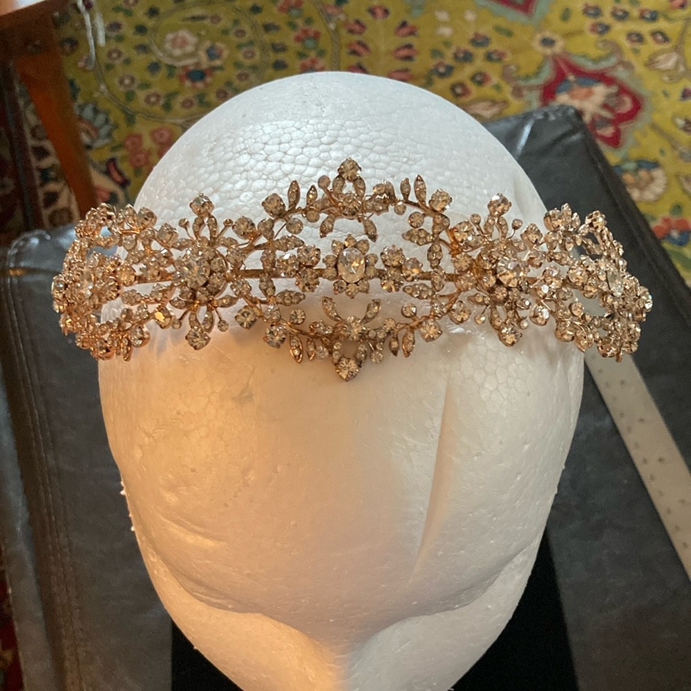Elegant Rose Gold Floral Tiara / Headband